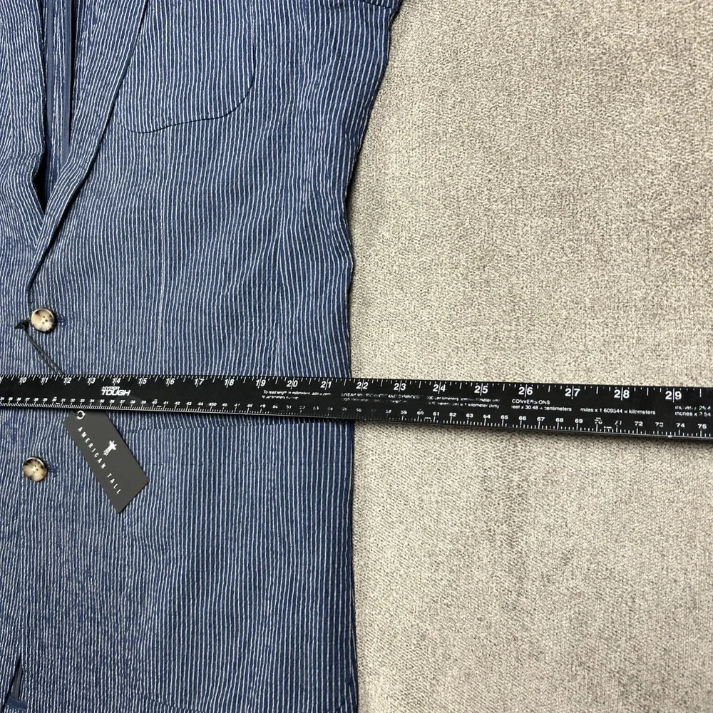 American Tall Mens Seersucker Blazer LXT Large Extra Tall Stretch Unstructured
